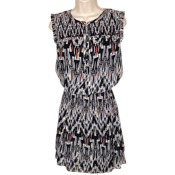 WHBM | Smocked Waist Geometric Print Dress M - Picture 1 of 5